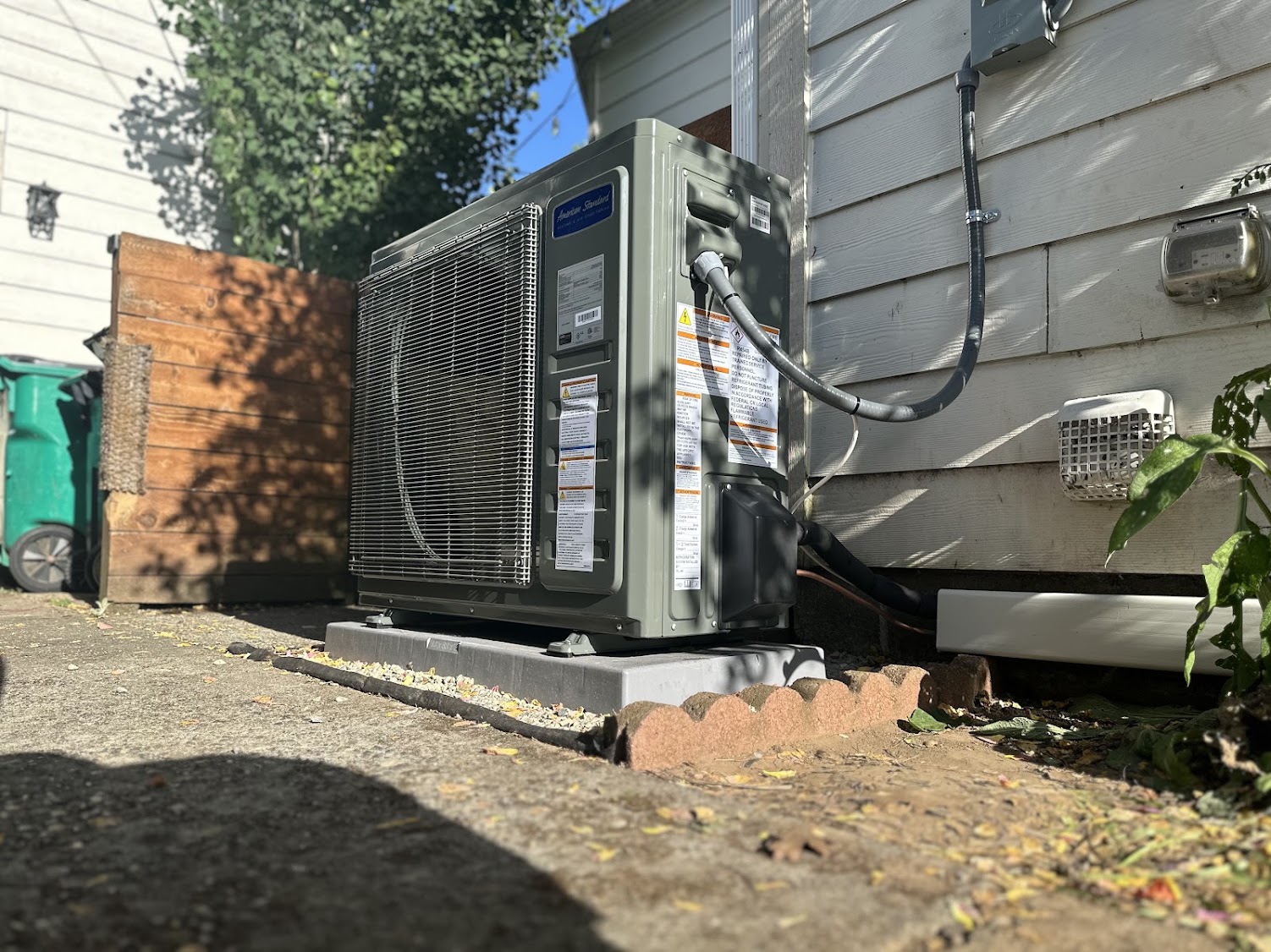 American Standard inverter heat pump installed by GreenFlow in Olympia as an add-on to an existing furnace, now the primary heat source