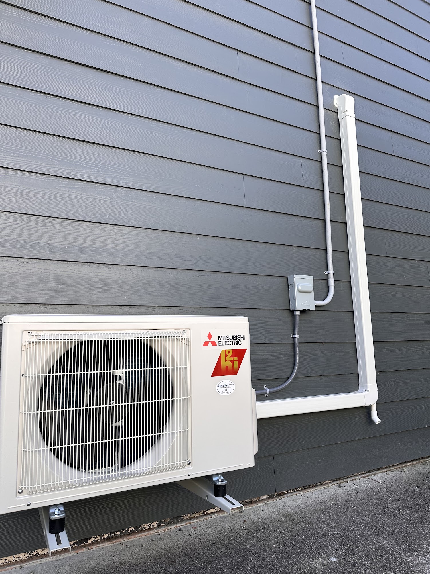 Mitsubishi Electric hyper-heat ductless mini-split installed by GreenFlow on an ADU in Puyallup for heating and cooling